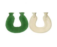 Borsa dellacqua calda a forma di U con morbida copertura, Borsa Acqua Calda de 1L, con fodera in pile rimovibile e lavabile, borsa per acqua calda di alta qualità per alleviare il dolore (Verde)