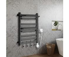 Ledph Termoarredo Bagno Interasse 50, Scalda Salviette da Bagno Elettrico Moderno, Scaldasalviette Elettrico con Termostato Programmabile, Caloriferi Scaldasalviette, 275W, 55x73cm,Nero