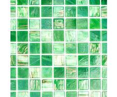 Piastrelle in vetro con mosaico di colore verde per pavimenti, pareti, bagno, doccia, cucina, specchio, rivestimento, vasca da bagno, mosaico