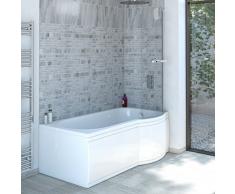 Hudson Reed - Vasca da Bagno Acrilica Asimmetrica Angolare Destra con Valvola di Scarico (80 x 150cm, capacità 215 Lt)