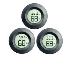 DIFCUL 3pcs | Mini LCD Digitale Termometro Igrometro, Temperatura Umidità Misuratore per chitarra Rettili Serra per auto (3 pezzi Nero)