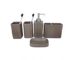 Liquido Shampoo Dispenser Accessori Bagno Set, 5 pezzi da bagno Ensemble, Set bagno Collezione Marmo Modello imitazione del grano di legno di sapone dellerogatore della pompa, Portaspazzolino, Tumble