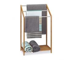 Relaxdays Porta Asciugamani in Bambù, con 3 Aste, Stand da Terra per Bagno, Moderno, HLP 103x41x28 cm, Legno Naturale