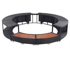 vidaXL Bordo Vasca Spa Poli Rattan Tondo Nero Piscina Idromassaggio Giardino