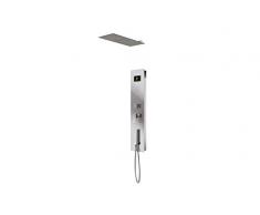 KIT DOCCIA DA INCASSO IN ACCIAIO INOX A 4 FUNZIONI, COMPLETO DI MISCELATORE, SOFFIONE CERVICALE E CASCATA, DOCCINO E PRESA ACQUA