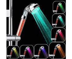 Rovtop Soffione Doccia Led, Arcobaleno Doccia Soffione, non cè Bisogno di Alimentazione, 7 Colori Cambiano Casualmente, Risparmio Idrico del 30%