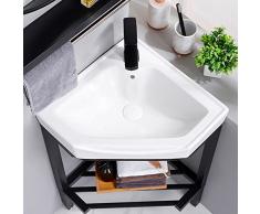 Lavandino da Bagno ad Angolo Consolle in Ceramica Bianca Lavandino su piedistallo Lavelli da appoggio Lavabo da appoggio Lavabo in Porcellana