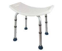 Mobiclinic, Orilla, Sedia o sgabello da bagno, da doccia, ortopedica, alluminio e PVC, altezza regolabile, schienale, braccioli, piedini antiscivolo
