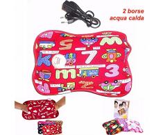 DOBO® 2X Borsa Acqua Calda elettrica scalda Mani Piedi Letto in Tessuto Vellutato a Lunga Durata - Tantissime Diverse Fantasie spedite Casualmente