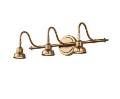 LED antico applique da parete lampada da specchio bagno vintage, lampada da bagno retrò, luce da lettura, luce per il trucco regolabile, faretti specchio muro moderna, luce bianca calda, L53cm, IP44