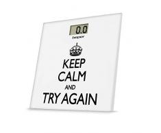 BEPER 40.821 Bilancia Pesapersone Keep Calm, Bilancia Digitale, Ultrasottile, Batteria inclusa, Bianca