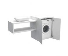 Ve.Ca. Mobile bagno coprilavatrice Stoccolma con ante, in legno, mensola lavabo + copri lavatrice/asciugatrice + lavabo, diversi colori, lavanderia bagno (Bianco frassinato)