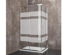 Box Doccia Rettangolare 195 Cm H Cabina Bagno Con Porte Scorrevoli Ante In Cristallo Temperato Serigrafato da 6 mm Struttura Alluminio Anodizzato Maniglie in Acciaio Cromato Losanna (70 x 90 Cm)
