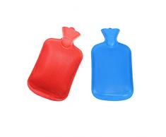 Zhioudz 2 pezzo Borsa dellAcqua Calda, Scaldaletto Resistente, Boule Acqua Calda in Gomma Naturale,Borsa Acqua Calda Classica,Gomma Borsa Dellacqua（Rosso, Blu Scuro)