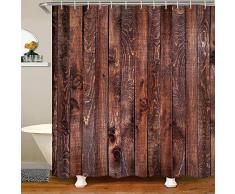 NODATE Tenda da Doccia Assi di Legno Depoca Tenda Doccia 120x180 cm Antimuffa Stile Country Tende da Doccia in 3D Assi di Legno Depoca Tenda Vasca da Bagno Poliestere Tessuto Impermeabile