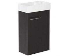 Kim Wenge Set lavandino, mobiletto da bagno in colore wengè, piccolo bagno per gli ospiti, composto da lavandino, mobile da bagno sottile per ospiti, WC piccolo
