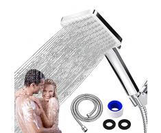 ZHOUZMIN Soffione Doccia Universale Soffione Doccia con Tubo Flessibile da 1,5 M 6 Modalità di Spruzzo Soffione Doccia ad Alta Pressione Soffione Doccia Risparmio Idrico con Teflon e Guarnizioni