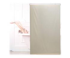 Relaxdays Tenda per Doccia Moderna, 100x240, Vasca da Bagno, Idrorepellente, Montaggio a Soffitto, Rullo Finestra, Beige