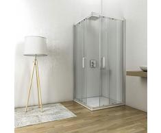 Box doccia angolare cabina con ante scorrelovi cristallo temperato anticalare 6 mm altezza 195 cm (80x100)