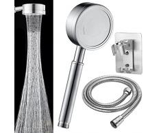 STOAT Set doccia in acciaio inox con supporto doccia, flessibile doccia da 1,5 m, doccia con filtro acqua，porta soffione doccia，porta telefono doccia da muro，soffione per doccia alta pressione