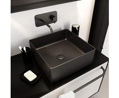 Aurlane VAS040 VAS040 - Lavello rettangolare in ceramica, 40 x 40 x 14 cm, colore: Nero