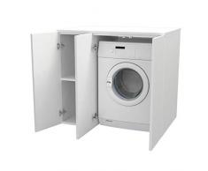Ve.Ca. Mobile lavanderia con ante Riga 105 cm in legno, copri lavatrice/asciugatrice, diversi colori, anche su misura, bagno (Bianco frassinato)