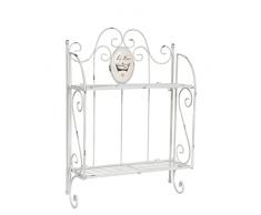 Biscottini mensola bagno 54x19x72 cm, Mensole shabby chic Made in Italy, Mensole bagno in ferro battuto