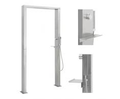 vidaXL Doccia da Giardino a Colonna Sistema a Doppio Getto Multifunzione Soffione Portatile Bagno Pannello Doccia Esterni in Acciaio Inox