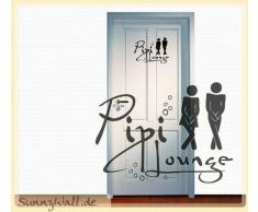 Sunnywall - Adesivo da parete per bagno, con scritta "Pipi Lounge" Misura 1 = 19 x 14 cm Nero (nero)