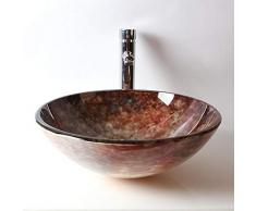 MICOKY Sopra lavabo da appoggio lavabo rotondo in vetro retro lavabo imitazione giada 42 * 14