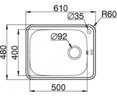 Pyramis SPACE PLUS 1B, Lavabo da incasso in acciaio INOX, lucido, 108717402