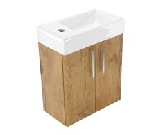 paplinskimeobel mobile da bagno con lavabo Set di mobili da bagno in ceramica e lavabo 40x22 cm, sinistra/destra, alta qualità (legno)