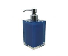 Gedy Auckland Dosasapone Blu, Misure: 16,2X7X7 CM, capacità 210 ml, Dispenser Sapone Bagno in Resina Trasparente di Alta qualità, Design R&S, Fatto a Mano, 2 Anni di Garanzia, Unica
