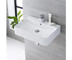 Hudson Reed Exton Lavabo da Appoggio o Murale Rettangolare in Ceramica - 600 x 420 mm
