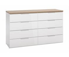 Composad | Cassettiera della Linea MUNDI con 8 Cassetti, Cassettiera camera da Letto Bianca, Dimensioni (LxAxP) 136,30x82,60x44,40 cm, Colore Rovere Oak Miele e Bianco laccato, Made in Italy