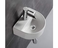 Lavandino ovale da parete in ceramica per piccolo guardaroba bagno (metà cerchio)