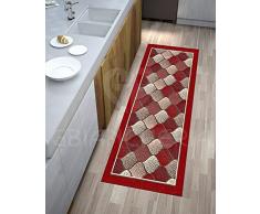 Tappeto Suardi Passatoia Cucina Bagno Modello OPALE col Rosso Made in Italy (55x240)