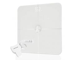 Cecotec - Bilancia digitale da bagno Surface Precision – Piattaforma di vetro temperato ad alta sicurezza, display LCD invertito, capacità massima di 180 kg Con connessione bianco
