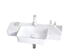Lavandini bagno Lavandini Lavabo sospeso Lavabo in Ceramica Angolo Verticale Toilette Integrata Balcone Lavanderia Piscina Facile da Pulire Dono salvaspazio (Color : Bianca, Size : 86.5x39x12cm)