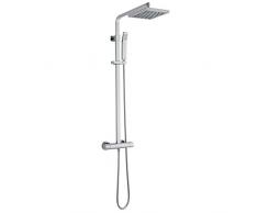 Hudson Reed A3511 - Colonna Doccia Completa con Miscelatore Termostatico, Asta Saliscendi, Soffione Pioggia e Docetta - Ottone Cromato - Kit Completo - Due Funzione - Cartucce Termostatiche - Modello Porto