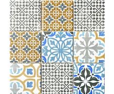 Piastrella a mosaico retrò vintage, in ceramica, colore crema, blu, arancione, grigio opaco, per bagno, WC, doccia, cucina, specchio per piastrelle, rivestimento per vasca da bagno WB22B-1406