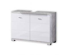 POOL Mobile sottolavabo per bagno in look cemento, bianco - mobile per lavabo da bagno moderno con molto spazio - 80 x 57 x 30 cm