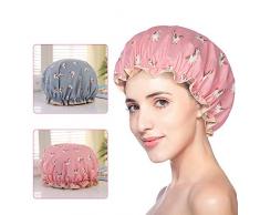 Cuffia doccia 2 Pezzi, Riutilizzabile Impermeabile Cuffia da Bagno Donna Elastica Grande Doppio Strato Showe Caps, Donne Capelli Protezione per Donna Doccia Spa Salon Bagno Uso Domestico