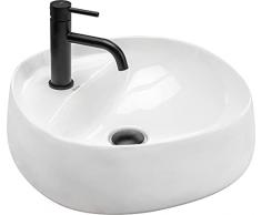 VBChome Lavandino ad angolo in ceramica, 46 x 46 x 12 cm, con foro