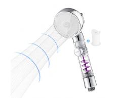 Soffione Doccia Anticalcare Doccia Risparmio Idrico Soffione doccia ad alta pressione rotante a Doccia a risparmio idricoTre modalità di doccia ad alta a risparmio dacqua pressurizzata con 1 filtro
