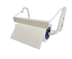 Tecnokit dispenser porta rotolo carta da muro, per bobine carta asciugatutto, accessori montaggio inclusi, cm 40x20x23h (Bianco)