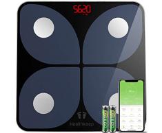 Bilancia Pesa Persona Digitale Bilancia Pesapersone Impedenziometrica Intelligente Wireless per IOS e Android Integrata con 13 Indici di Misurazione Massa Grassa, Massa Magra e Metabolismo Basale