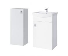 Planetmöbel Set da bagno con mobiletto da 45 cm, con lavabo e 1 armadietto Midi in bianco, set da 3 pezzi