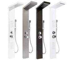 Pannello Doccia, Colonna Idromassaggio Doccia a Cascata in Acciaio Inossidabile, con Soffione a Pioggia Doccetta e Pannello Doccia Colonna Corpo a Colonna, 130x47x15cm (Nero)