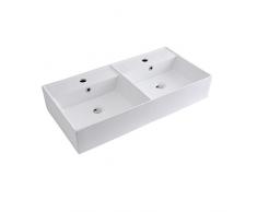 Hudson Reed Halwell Lavabo Doppio da Appoggio o Murale Rettangolare in Ceramica – 820 x 420 mm